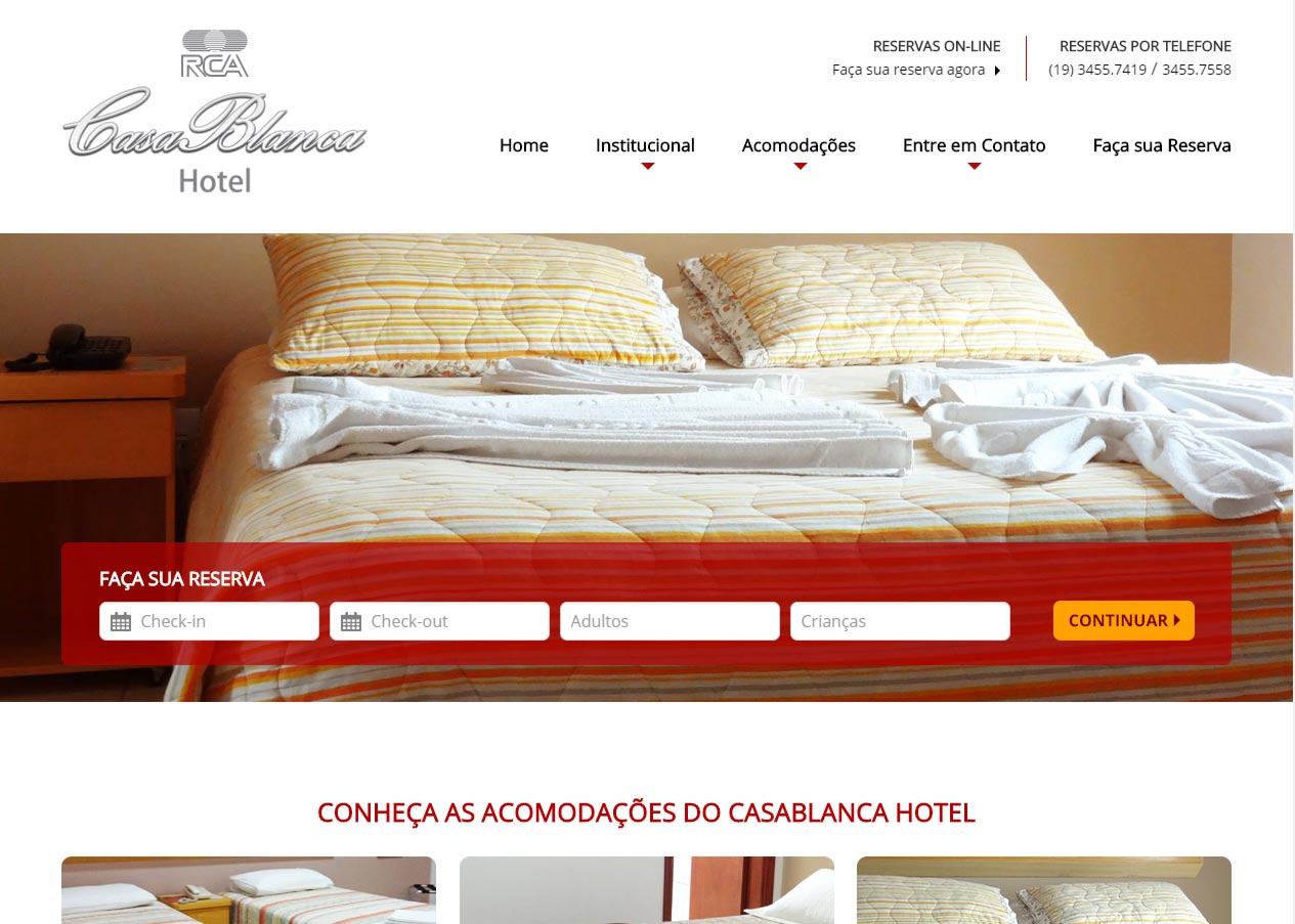 Desenvolvimento de Website para Casa Blanca Hotel