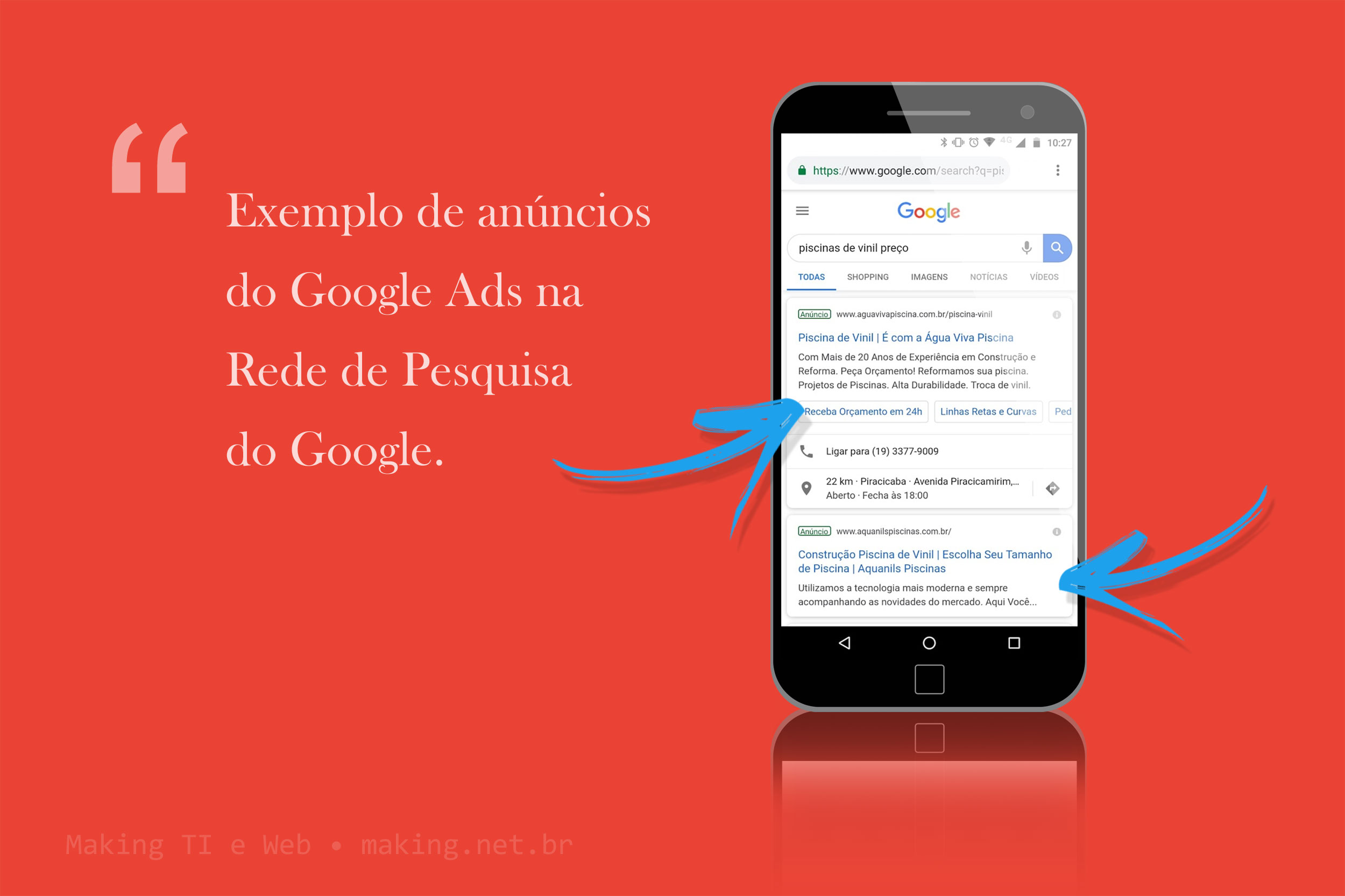 Exemplo de anúncios na Rede de Pesquisa do Google Exemplo de anúncios na Rede de Pesquisa do Google
