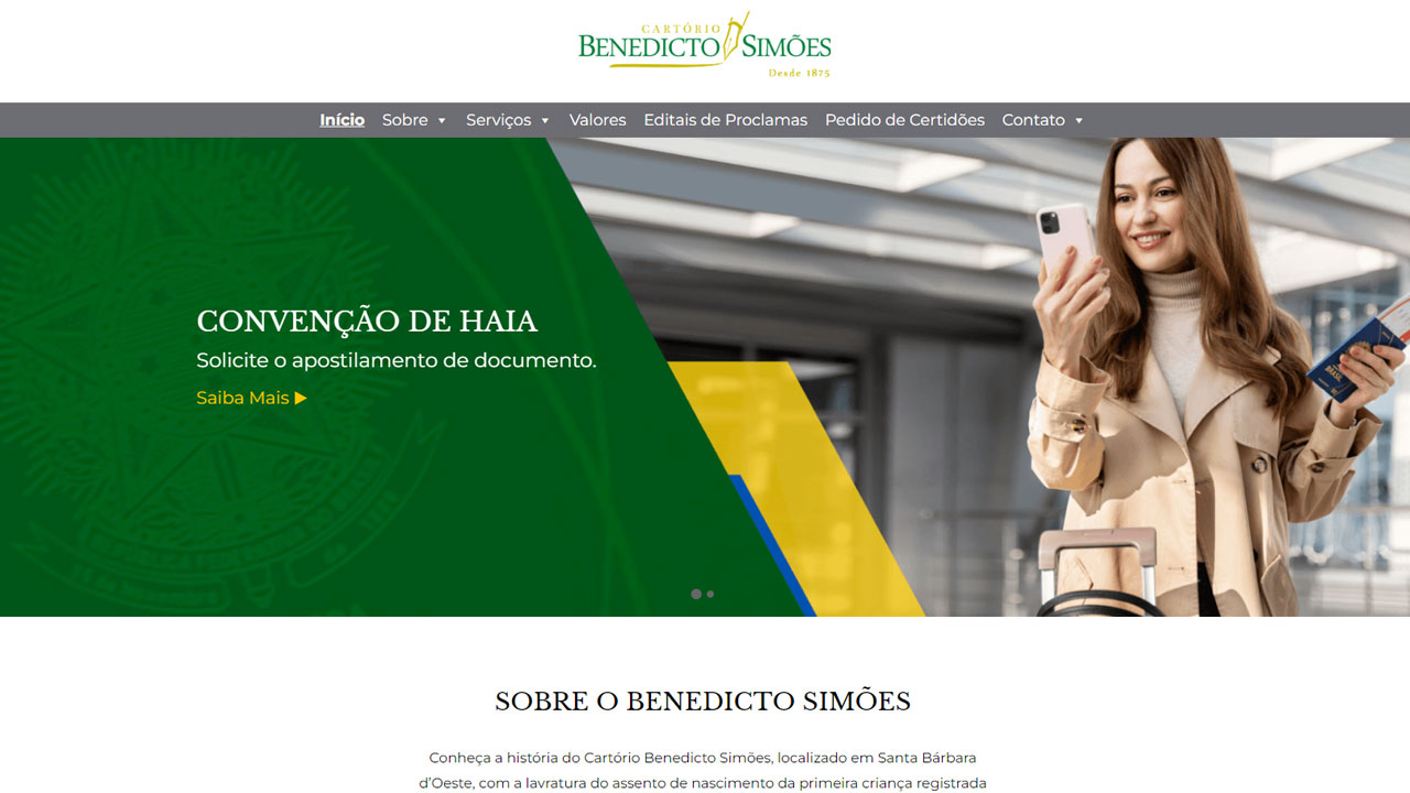 Desenvolvimento de Website para Cartório Benedicto Simões
