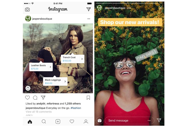 Exemplos de Instagram Shopping Exemplos de Instagram Shopping