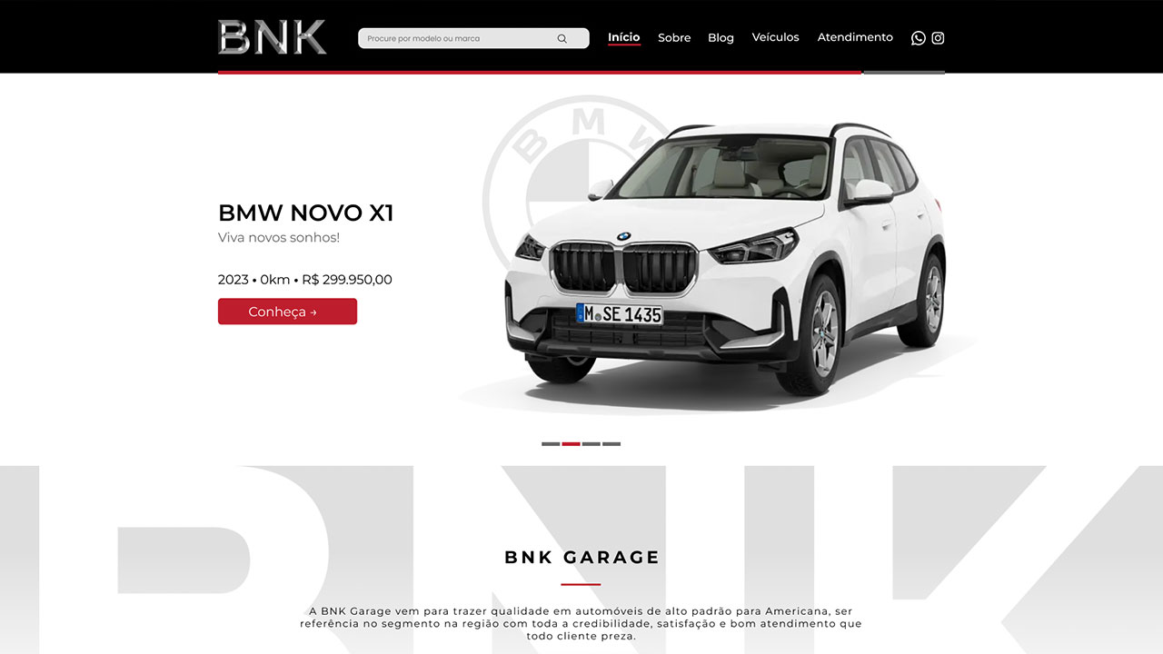 Desenvolvimento de Website para BNK Garage