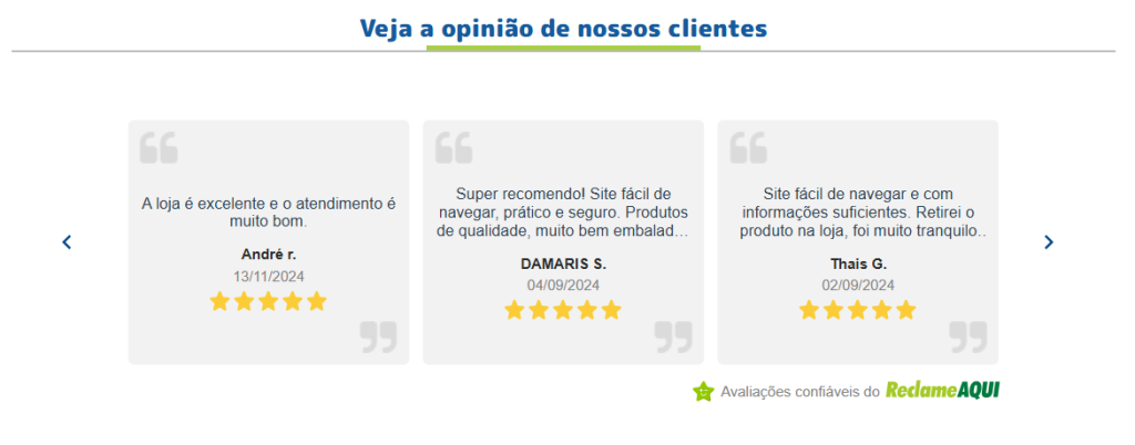 opiniões de clientes