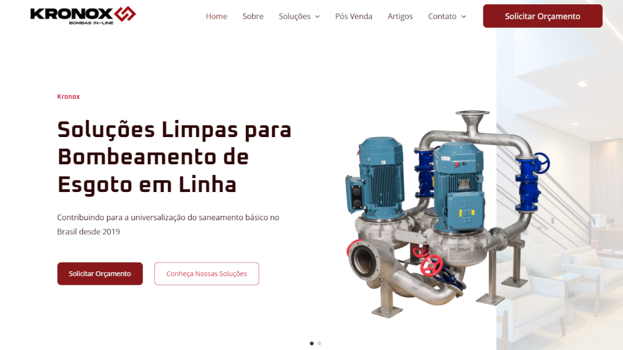 Novo site Kronox Bombas InLine - Making TI e Marketing Digital